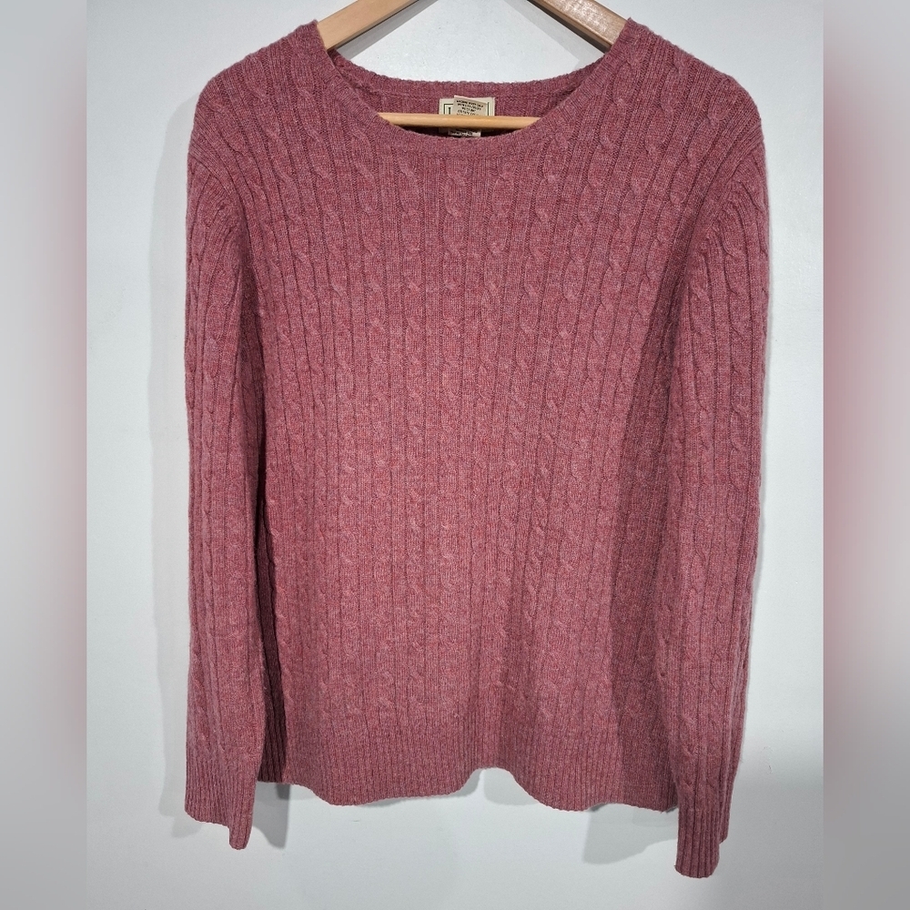 LL Bean Women’s XL Cable Knit Fisherman Lambswool Blend Sweater Long Sleeve